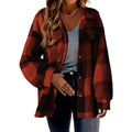 MiKlahFashion Red / S 2023 Autumn and Winter Women's New Fashion Loose Casual Pocket Plaid Lamb Fleece Jacket Button Plush Comfortable Versatile Coat