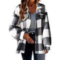 MiKlahFashion black / S 2023 Autumn and Winter Women's New Fashion Loose Casual Pocket Plaid Lamb Fleece Jacket Button Plush Comfortable Versatile Coat