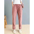 MiKlahFashion 8887 Pink / M Winter Fall New Fashion Women Corduroy Vintage Pants Japan Style Elastic Waist Solid Color Simple Casual Loose Versatile Trouser