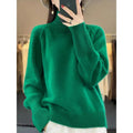 MiKlahFashion green / M 100% Merino Wool Cashmere Women Knitted Sweater Mock Neck Long Sleeve Pullover Autume Winter Clothing Jumper Straf Store
