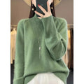 MiKlahFashion Turquoise / M 100% Merino Wool Cashmere Women Knitted Sweater Mock Neck Long Sleeve Pullover Autume Winter Clothing Jumper Straf Store