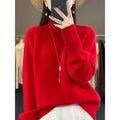 MiKlahFashion Red / M 100% Merino Wool Cashmere Women Knitted Sweater Mock Neck Long Sleeve Pullover Autume Winter Clothing Jumper Straf Store