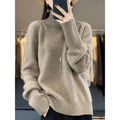 MiKlahFashion Camel / M 100% Merino Wool Cashmere Women Knitted Sweater Mock Neck Long Sleeve Pullover Autume Winter Clothing Jumper Straf Store