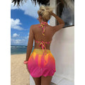 MiKlahFashion 2024 New Sexy Gradient Color Three Pieces Bikini Set Swimsuit For Women Mesh Skirt Bathing Suits Summer Beach Wear Swimming Suit