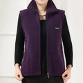 MiKlahFashion Purple / XL Plus Size Autumn Women Wool Vest Large Sleeveless Jacket Fashion Zipper Women's Leisure gilet