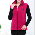 MiKlahFashion Rose Red / XL Plus Size Autumn Women Wool Vest Large Sleeveless Jacket Fashion Zipper Women's Leisure gilet