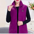 MiKlahFashion light purple / XL Plus Size Autumn Women Wool Vest Large Sleeveless Jacket Fashion Zipper Women's Leisure gilet
