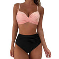MiKlahFashion pink and black / S / CHINA Two Pieces Sexy Swimsuits 2023 Women Bikini Set Beachwear Push Up Solid Summer Bathing Suit Triangle Bikini Swimwear Low Waist