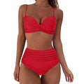 MiKlahFashion red / S / CHINA Two Pieces Sexy Swimsuits 2023 Women Bikini Set Beachwear Push Up Solid Summer Bathing Suit Triangle Bikini Swimwear Low Waist