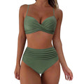 MiKlahFashion green / S / CHINA Two Pieces Sexy Swimsuits 2023 Women Bikini Set Beachwear Push Up Solid Summer Bathing Suit Triangle Bikini Swimwear Low Waist