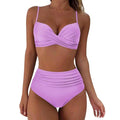 MiKlahFashion light purple / S / CHINA Two Pieces Sexy Swimsuits 2023 Women Bikini Set Beachwear Push Up Solid Summer Bathing Suit Triangle Bikini Swimwear Low Waist