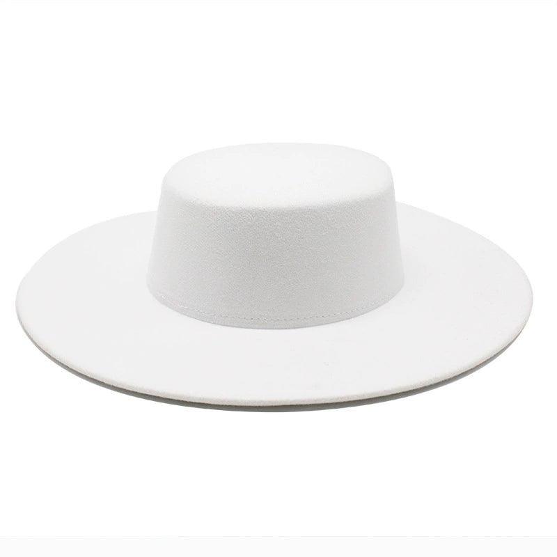 MiKlahFashion M (56-58 cm) / White White Popular Top Hat Ladies Spring and Autumn British Retro Gentleman Felt Cap Western Style 2023 New Black Jazz Hat