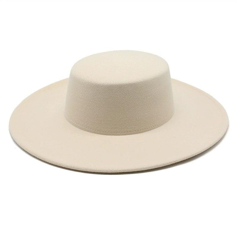 MiKlahFashion M (56-58 cm) / Beige White Popular Top Hat Ladies Spring and Autumn British Retro Gentleman Felt Cap Western Style 2023 New Black Jazz Hat