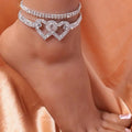 MiKlahFashion 1 Fashion Rhinestone Chain Anklets For Women Luxury Shining Ankle Bracelet On Leg Female Wedding Party Jewelry Foot Accessories