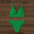 MiKlahFashion B-Green / S  Ribbed  High Waist Bikini Set Push Up Swimsuit 