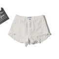 MiKlahFashion 162205 White / XS European and American-Style Ripped Summer Thin High-Waist Denim Shorts