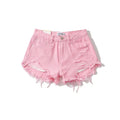 MiKlahFashion 162205 Pink / M European and American-Style Ripped Summer Thin High-Waist Denim Shorts