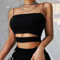 MiKlahFashion black / S 2022 New Fashion Hot Sexy Women Summer Sexy Casual Sleeveless Cut-Out Short Tee Shirt Crop Top Vest Strap Tank Top Blouse