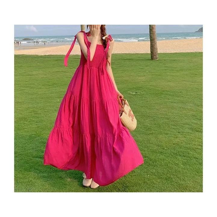 MiKlahFashion Dragon Fruit Slip Skirt / L [Suggested 50.00 kg-60.00 kg]] Plus size Korean Style Holiday Style Sweet Sling Dress Women Summer New Tube Top Small Fresh High Waist Long Skirt