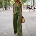 MiKlahFashion Dark Green / S Summer Women Blazer Suit Solid Tanks Tops & Wide Leg Pants ZANZEA Elegant Matching Sets Work Outfits Stylish Urban Tracksuits