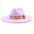 MiKlahFashion 10 / 55 -58cm / CHINA New Color Suede Fedora Winter Hat  10cm Large Eaves Men's and Women's Felt Jazz Deep Purple Suede шляпа женская