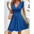 MiKlahFashion Blue / S Elegant Short Dresses For Women Summer Casual Slim Red Sleeveless Holiday Beach Dress Fashion V Neck A-line New In Dresses 2024