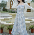 MiKlahFashion Age-Reducing Pure Sweet Set Cardigan Sling Dress