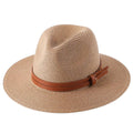 MiKlahFashion Khaki / 56-58cm Large Size 56-58 59-60cm New Natural Panama Straw Hat Summer Men Women Wide Brim Beach UV Protection Fedora Sun Hat 