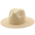 MiKlahFashion Beige01 / 56-58cm Large Size 56-58 59-60cm New Natural Panama Straw Hat Summer Men Women Wide Brim Beach UV Protection Fedora Sun Hat 
