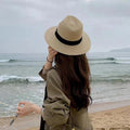 MiKlahFashion Large Size 56-58 59-60cm New Natural Panama Straw Hat Summer Men Women Wide Brim Beach UV Protection Fedora Sun Hat 