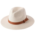 MiKlahFashion Beige02 / 56-58cm Large Size 56-58 59-60cm New Natural Panama Straw Hat Summer Men Women Wide Brim Beach UV Protection Fedora Sun Hat 