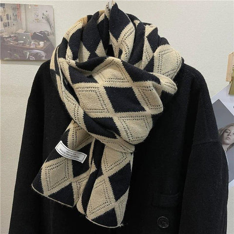MiKlahFashion Bejirog Rhombus Women's Winter Vintage Plaid Scarf