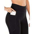 MiKlahFashion Women's Flared Pants with Pockets, Flared Leg Yoga Pants High Waist Fitness Casual Tummy Tuck Pants