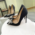 MiKlahFashion high heel shoe Crystal Bow Satin High Heels