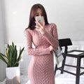 MiKlahFashion sweater dress Pink / One Size Bodycon Turtleneck Knitted Dress