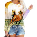 MiKlahFashion T-Shirt 20453 / S 3D Digital Running Horse Tees