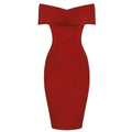 MiKlahFashion dress Red / XS Off The Shoulder Rayon Bandage Dress