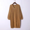 MiKlahFashion sweater dress Khaki / One Size V Neck Sweater