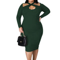 MiKlahFashion Women - Apparel - Dresses Green / XL Hollow Out Bodycon Dress