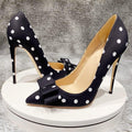 MiKlahFashion high heel shoe Black 12cm Heel / 3 Polka Dot Silk Satin High Heels