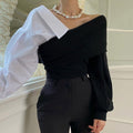 MiKlahFashion sweater Contrasting Sweater Off-the-shoulder Top