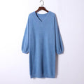 MiKlahFashion sweater dress Blue / One Size V Neck Sweater