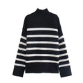 MiKlahFashion sweater Black / S Elegant Loose Striped Sweater