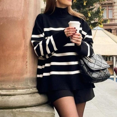 MiKlahFashion sweater Elegant Loose Striped Sweater