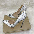 MiKlahFashion high heel shoe White 12cm Heel / 3 Melody Print High Heels