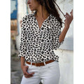 MiKlahFashion Leopard-long sleeve / S Long Sleeve Women Blouses 2023 Plus Size Turn-down Collar Blouse Shirt Casual Tops Elegant Work Wear Chiffon Shirts 5XL