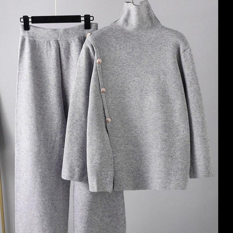 MiKlahFashion pant set grey / One Size Elegant Knitted Trousers Set
