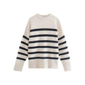 MiKlahFashion Beige / S Striped Knitted Loose Sweater