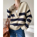 MiKlahFashion sweater V-neck striped sweater