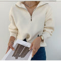 MiKlahFashion sweater Ivory / S Turtleneck Zippers Sweaters